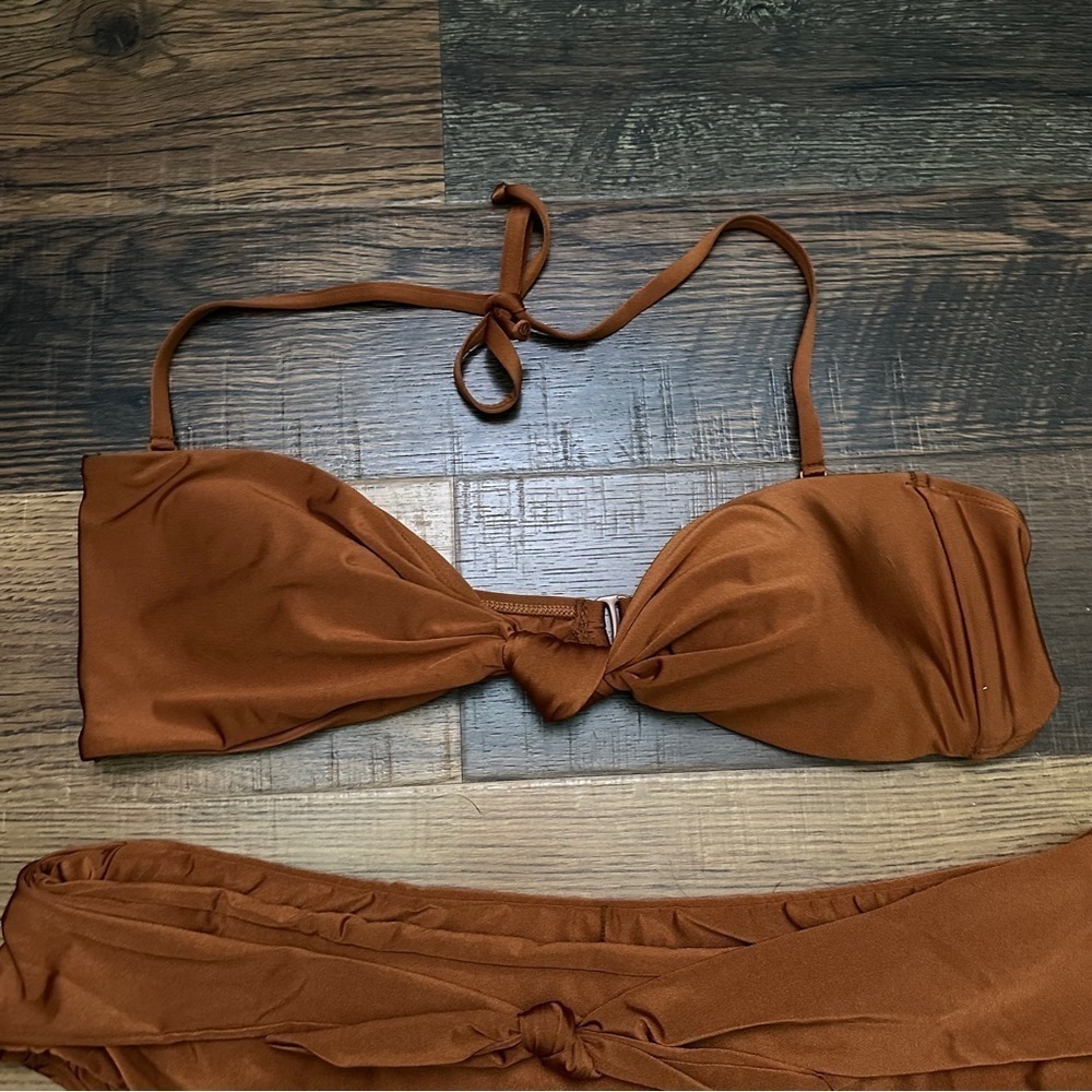 Good American Two Piece Knot Front High Waist Bikini Swim Set Size 7 (4X) - Picture 5 of 9